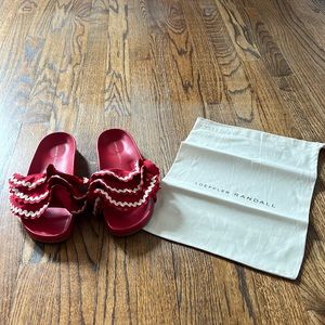 Loeffler Randall red slides, size 8.